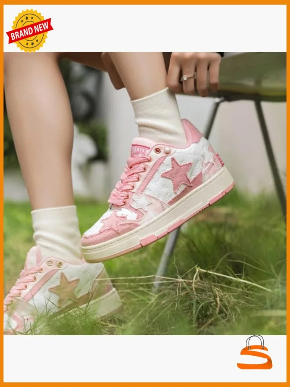 Retro Star Chunky Platform Sneakers Vintage Y2K Skate Shoes Lace-Up Mid Top
